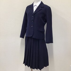 O675 (中古) 四国方面 校名不明 3点セット /M/L/W64/丈66/ブレザー/ブラウス/スカート/紺/冬服/冬用/制服/学生服/中学校/高校/女子学生