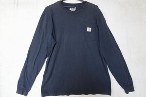 carhartt/カーハート/長袖Tシャツ/ロンT/カットソー/LOOSE FIT/左胸ポケット/オーバーサイズ/袖口リブ/紺/ネイビー/Mサイズ(10/1R)