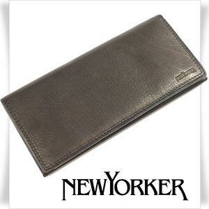 新品1円～★NEWYORKER ニューヨーカー 牛革レザー 二つ折り長財布 ロングウォレット 黒 ブラック マディソン 正規店本物◆4745◆