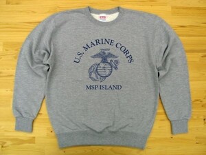 U.S. MARINE CORPS 杢グレー 9.7oz トレーナー 紺 2XL 大きいサイズ スウェット USMC海兵隊 マリーン