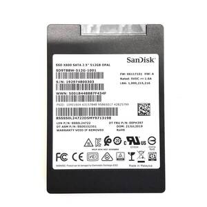 K61123180 SanDisk SATA 512GB 2.5インチ SSD 1点 使用時間：1225【中古動作品】