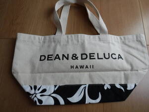 税不要特価 新品 正規品!DEAN＆DELUCA ディーン＆デルーカ ハワイ限定 花柄 ハイビスカス柄 大きめロゴ トートバッグ♪エコバッグ⑭