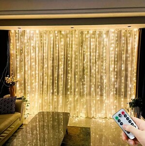 1161【新品未使用】600LEDフェアリーカーテンライト、6m x 3m USB電源 イルミネーション クリスマス 結婚式 屋外デコレーション パーティー