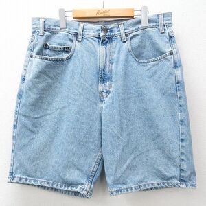 W36/古着 ギャップ GAP ショート パンツ ショーツ メンズ 00s コットン 薄紺 ネイビー デニム 24apr23 中古 ボトムス 短パン ショーパ