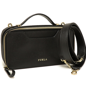 美品 フルラ クロスボディ ジップショルダーバッグ レザー ブラック レディース FURLA