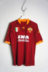 希少 正規 Kappa カッパ AS Roma INA Assitalia ローマ セリエA 半袖 Tシャツ カットソー ユニフォーム 中田英寿 エンジ本物 801O