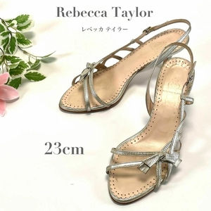 Rebecca Taylor レベッカテイラー サンダル シルバー リボン 23cm レディース 夏 ロゴ ブランド