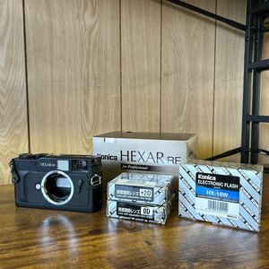 コニカ HEXAR RF フラッシュ 視度調節レンズ　箱付き カメラ レンジファインダー　フィルムカメラ　