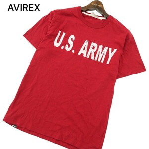 AVIREX アヴィレックス 春夏 U.S. ARMY プリント★ 半袖 クルーネック カットソー Tシャツ Sz.L　メンズ 赤　A4T06200_5#D