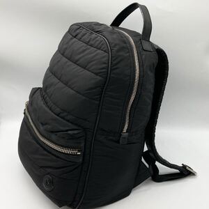 確実正規品/大容量 モンクレール MONCLER リュック バックパック キルティング レザー 本革 ナイロンGEORGE ZAINO 黒 ブラック ワッペン