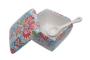 京雅 青 薬味入 日本製 陶器 スプーン付き 一味 塩 山椒 七味 辛子 業務用食器 ACSWEBSHOPオリジナル