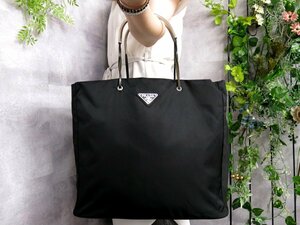 ●超美品●PRADA プラダ●三角ロゴプレート●ポコノ ナイロン●トート バッグ●黒●SV金具●イタリア製●腕掛け●A4 書類 かばん●Js46834