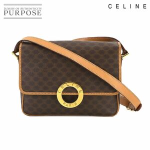 セリーヌ CELINE マカダム柄 ショルダー バッグ PVC レザー ブラウン ゴールド 金具 サークルロゴ ヴィンテージ 90237601