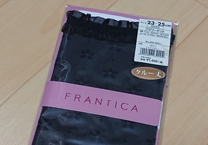 日本製 FUKUSUKE ストッキング フラワードット 花柄 クルー丈 半額以下☆FRANTICA 23～25cm グレー 定価1,512円