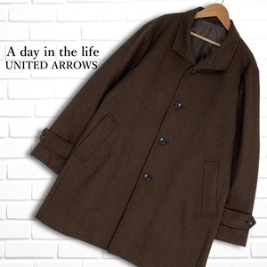 美品◆ A day in the life UNITED ARROWS アデイインザライフ ユナイテッドアローズ ウール カシミヤ コート メンズ XL 大きいサイズ 1014K