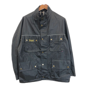 90年代 Belstaff ベルスタッフ ナイロン モーターサイクルジャケット バイクウェア ブラック (メンズ XL) 中古 古着 R7122