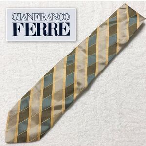 ■未使用タグ付き■GIANFRANCO FERRE ジャンフランコフェレ　ネクタイ　米国式ストライプ　右下がり　シルク100% イタリア製　ビジネス