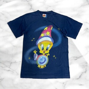 古着 送料無料 90s USA製 LOONY TUNES T SHIRTS NAVY ルーニーチューンズ Tシャツ 半袖 【Vintage】