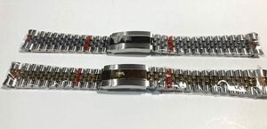 ロレックス用,時計ベルト, 3連,ジュビリーブレスレット, 20mm,デイトジャストなどに取り付け可能・ロゴ入り汎用タイプ