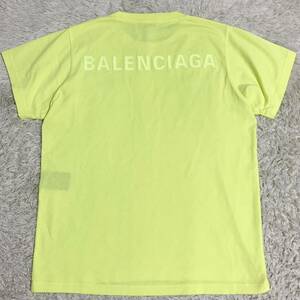 極美品 バレンシアガ 【圧巻のデザイン】 BALENCIAGA tシャツ 半袖 カットソー トップス バックロゴ 刺繍 レディース イエロー サイズM