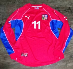 値下げ交渉 2002-2004年 チェコ代表 選手実使用 長袖 PUMA 検)2003 CZECH MATCH WORN SHIRT L/S EURO NEDVED JUVENTUS ネドベド ユベントス