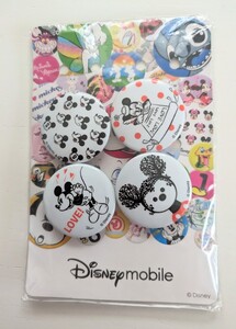 未使用　Disney mobile　ミッキー＆ミニーマウス　　非売品　缶バッジ　ピンバッジ