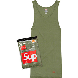 S Supreme Hanes Tagless Tank Top！1枚 Small Box Logo スモールボックスロゴ オリーブ ヘインズ 新品未使用 即日出荷 タンクトップ