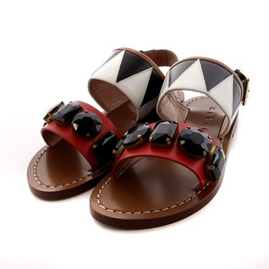 マルニ MARNI SAMSW22C00 Black Stone Flat Sandals サンダル ビジュー 36 23cm マルチカラー /AK7 レディース