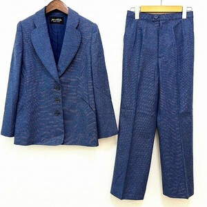 #wnc ジュンアシダ junashida パンツスーツ 7 青系 セットアップ カシミア シルク使い センタープレス レディース [867371]