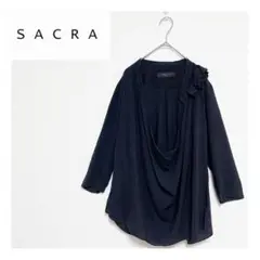 ★SACRA サクラ 七分丈 フリル カットソー ネイビー 38★