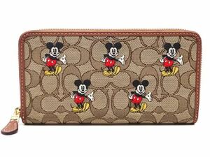 コーチ COACH 財布 ミッキーマウス ディズニー コラボ シグネチャー ラウンドファスナー長財布