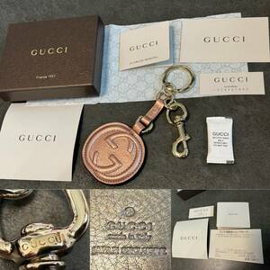 ☆GUCCI グッチ☆革製 ロゴ キーリング キーホルダー チャーム☆ケース 付属品付☆ 品番/2140 / 805315740 ☆