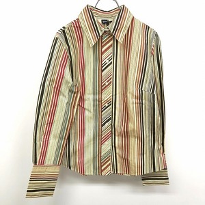 ギャップ 【新品/訳アリ】GAP シャツ ストライプ 長めのカフス ポケット無し ドゥエボットーニ 長袖 綿100% M マルチカラー レディース