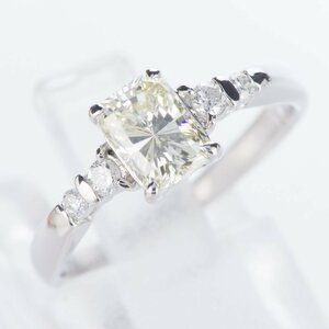 ライトイエローダイヤモンドダイヤモンド プラチナリング D: 1.021ct D: 0.11ct Light yellow VS2 Pt900 CGL 中央宝石研究所ソーティング付