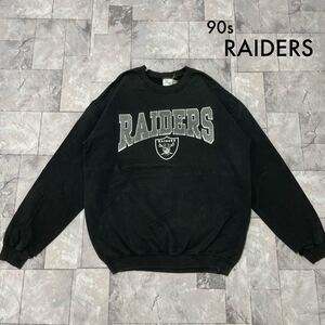 90s RAIDERS レイダース NFL ビッグプリント sweat スウェット トレーナー ヴィンテージ vintage ブラック GILDAN ギルダン 玉FL3687