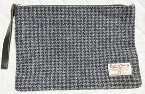 バッグ SHIPS Harris Tweed ハリスツイード A4サイズ　ポーチ 紺色