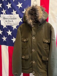 ★Abercombie&Fitch★アバクロンビー&フィッチ★KEMPSHALL JACKET★裏ボアジャケット★アウター★フェイクファーフード★カーキ★Lサイズ★