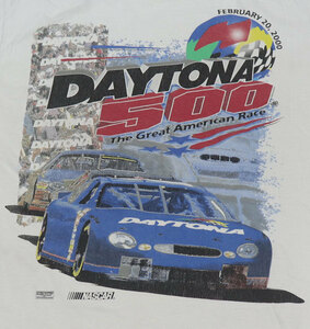 ST63ナスカーNASCARアメリカ古着レーシングTシャツLビッグプリントTシャツ両面プリントTシャツ白TシャツDAYTONA 500デイトナ/オールド