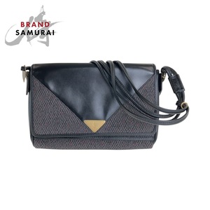 美品 YVES SAINT LAURENT イヴ サンローラン ヴィンテージ YSL パープル ブラック キャンバス/レザー ショルダーバッグ 409605