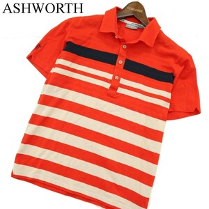 ASHWORTH アシュワース 春夏 ボーダー★ 半袖 鹿の子 ポロシャツ Sz.L　メンズ ゴルフ　A3T07565_6#A