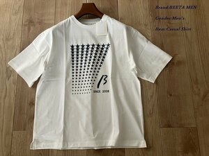 新訳有り BEETA MEN ベータメン 日本製 スタープリント グラデーションＴシャツ 01ホワイト Mサイズ 02TG01 定価18,700円