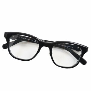 未使用品●モンクレール ML5185 フルリム ウェリントン メガネ 眼鏡 アイウェア ブラック ホワイト 50□20 145 デモレンズ 伊製