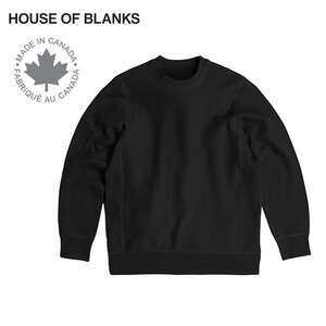 【サイズ S】House Of Blanks ハウスオブブランクス クルーネック スウェットシャツ ブラック カナダ製 Classic Crewneck Sweatshirt