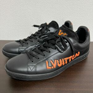 LOUIS VUITTON ルイヴィトン ルクセンブルグ サモトラケライン LVロゴ レザー スニーカー size 7 1/2 ブラック