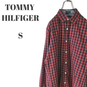 TOMMY HILFIGER トミーヒルフィガー 長袖シャツ 刺繍ロゴ レッド 他 チェック メンズ Sサイズ