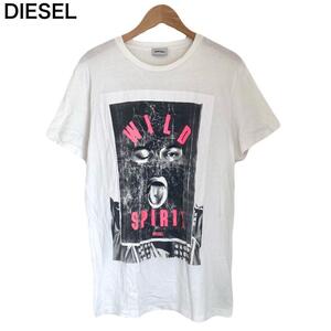 DIESEL　Tシャツ　半袖　メンズ　ホワイト　人物　フロントプリント　L