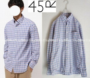 美品45rpm☆マドラスチェックレギュラーシャツ 2 ブルー系★25920円 日本製