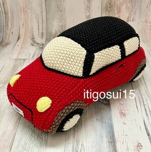 ★【未使用】BMW MINI★ニット ぬいぐるみ 車型 赤 レッド マスコット ミニクーパー