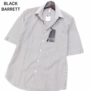 【新品 未使用】 BLACK BARRETT ブラックバレット ニールバレット 春夏★ 5分袖 半袖 ストライプ シャツ Sz.4　メンズ　I4T01655_5#A