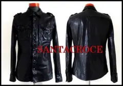 SANTACROCE バッファローレザーシャツ サンタクローチェ 黒 XS M